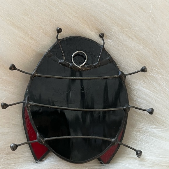 Stained Glass Lady Bug Sun Catcher Wall, Window Decor Good Luck Charm 3x3 signed - Picture 5 of 7